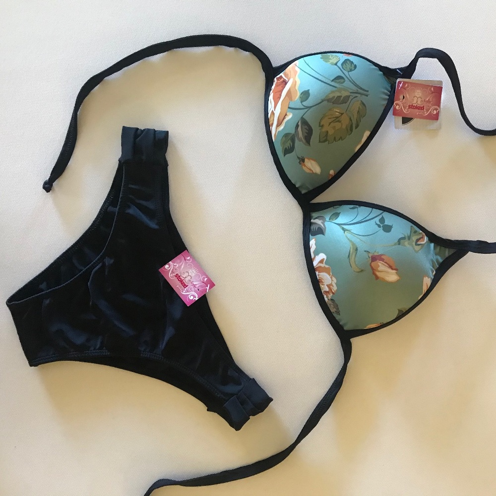 Bikini Floral top and Black bottom